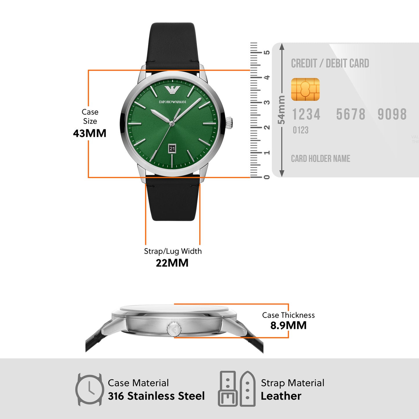 Emporio Armani Analog Green & Leather Men's Watch AR11509