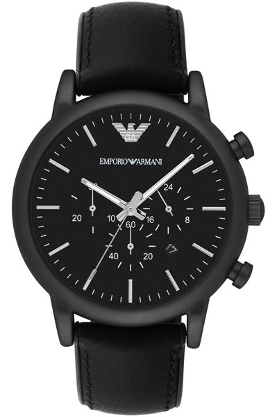Emporio Armani Chronograph Black & Leather Men's Watch AR1970