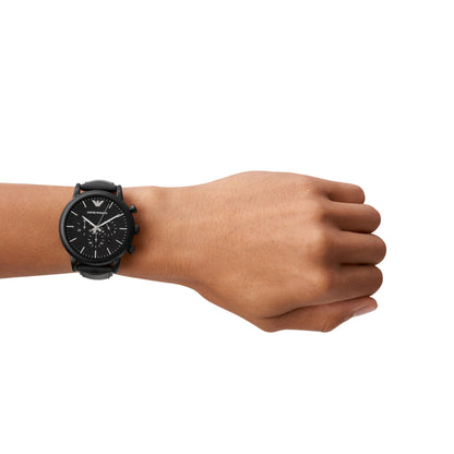 Emporio Armani Chronograph Black & Leather Men's Watch AR1970