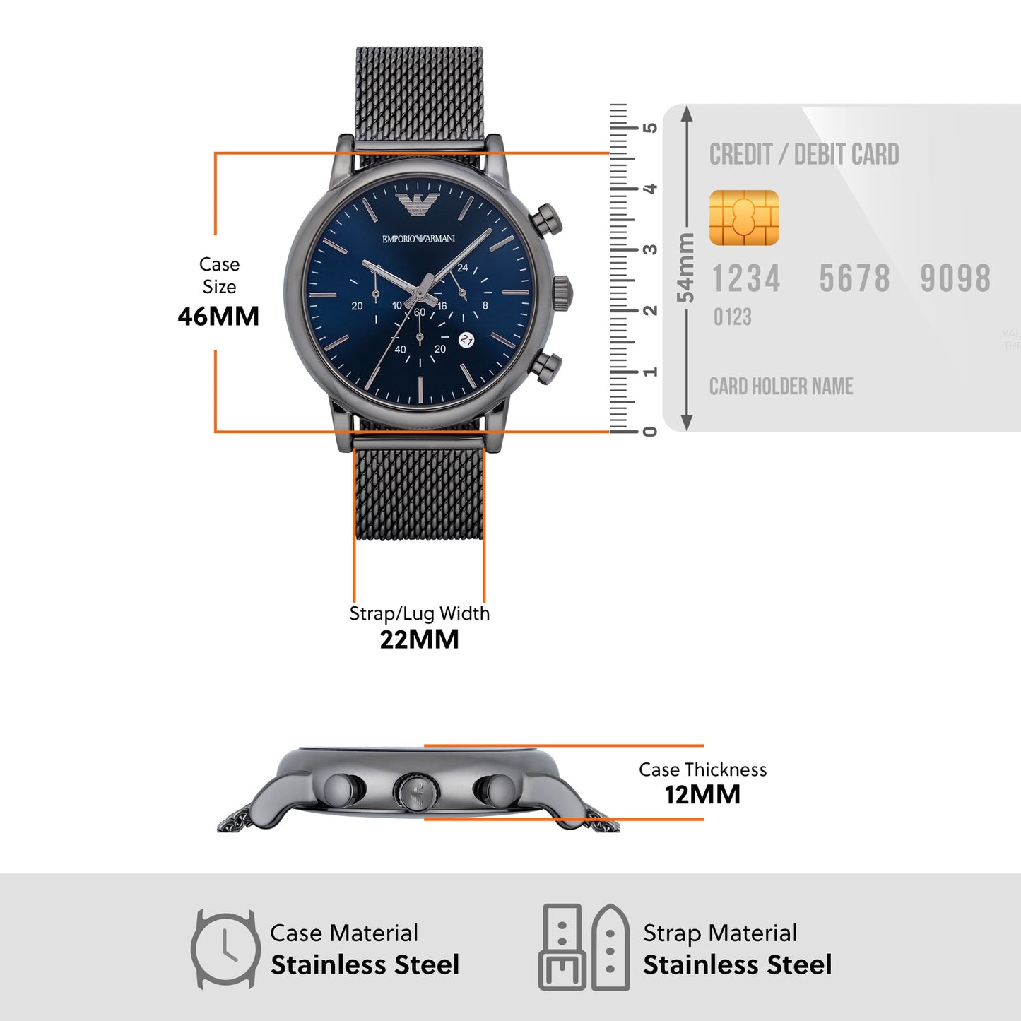 Emporio Armani Chronograph Blue & Stainless Steel Men's Watch AR1979