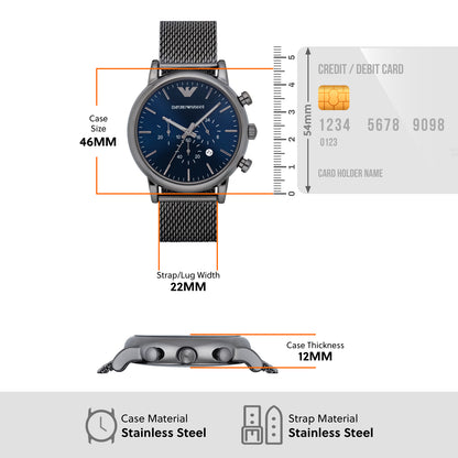 Emporio Armani Chronograph Blue & Stainless Steel Men's Watch AR1979