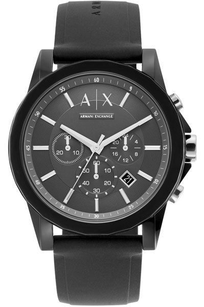 Armani Exchange Chronograph Black & Silicone Men's Watch AX1326