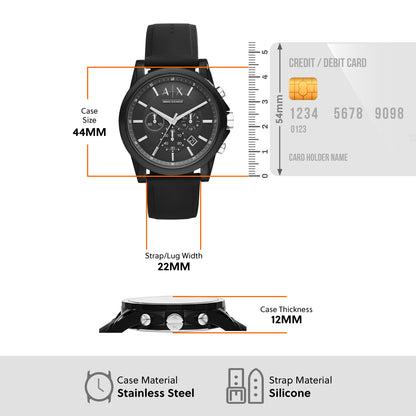 Armani Exchange Chronograph Black & Silicone Men's Watch AX1326