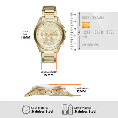 Armani Exchange Chronograph Gold & Stainless Steel Men's Watch AX2602