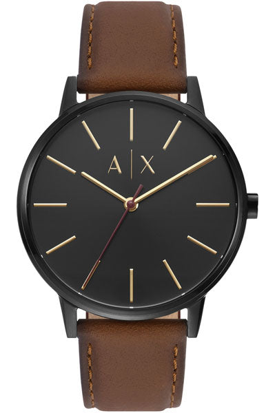 Armani Exchange Analog Black & Leather Men's Watch AX2706