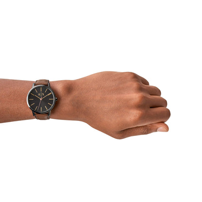 Armani Exchange Analog Black & Leather Men's Watch AX2706