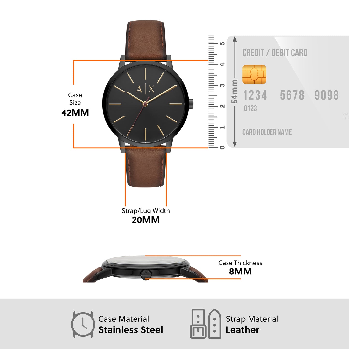 Armani Exchange Analog Black & Leather Men's Watch AX2706