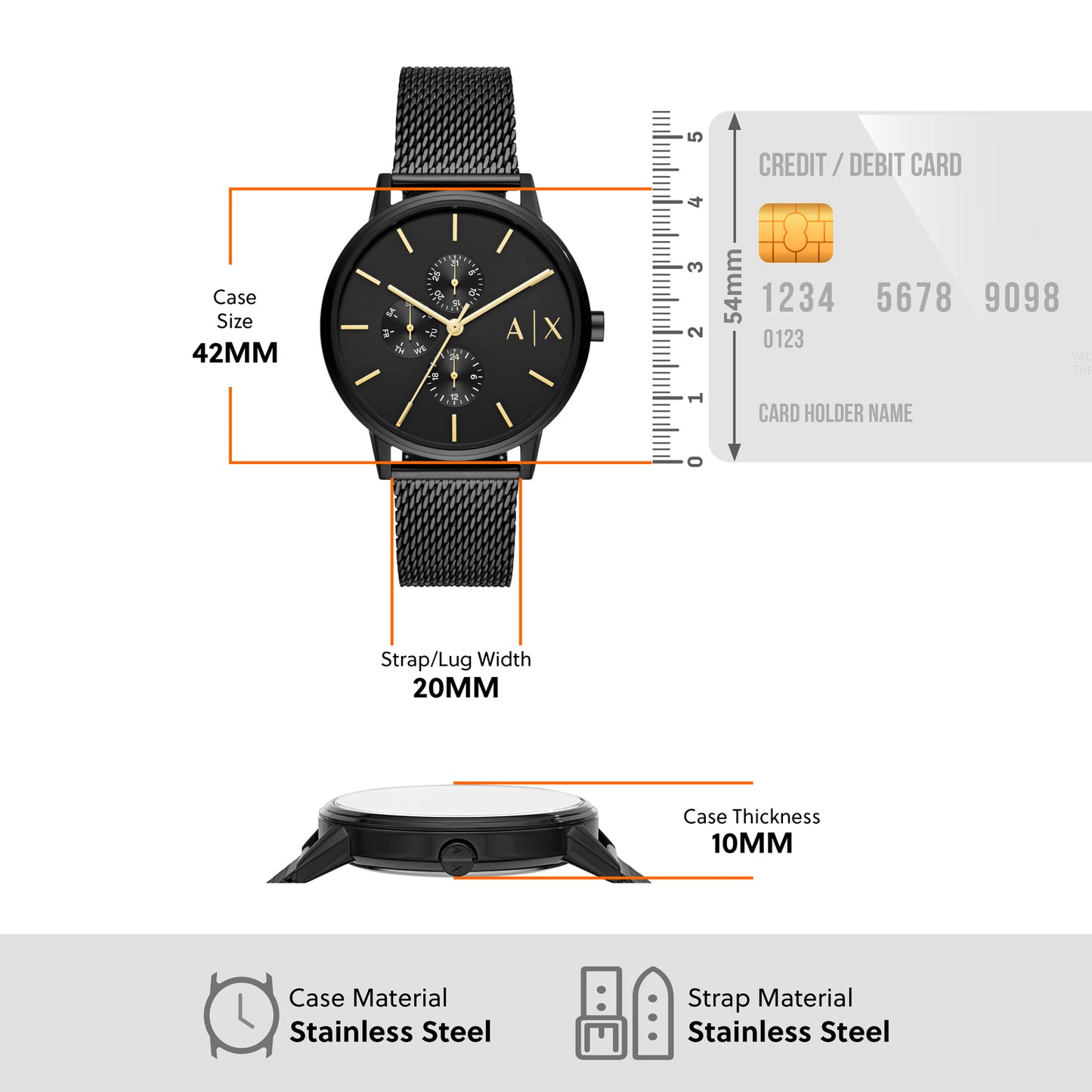 Armani Exchange Analog Black & Stainless Steel Men's Watch AX2716