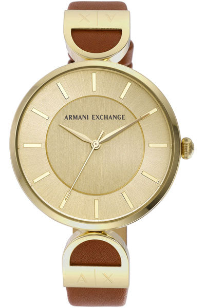 Armani Exchange Analog Gold & Leather Women's Watch AX5324