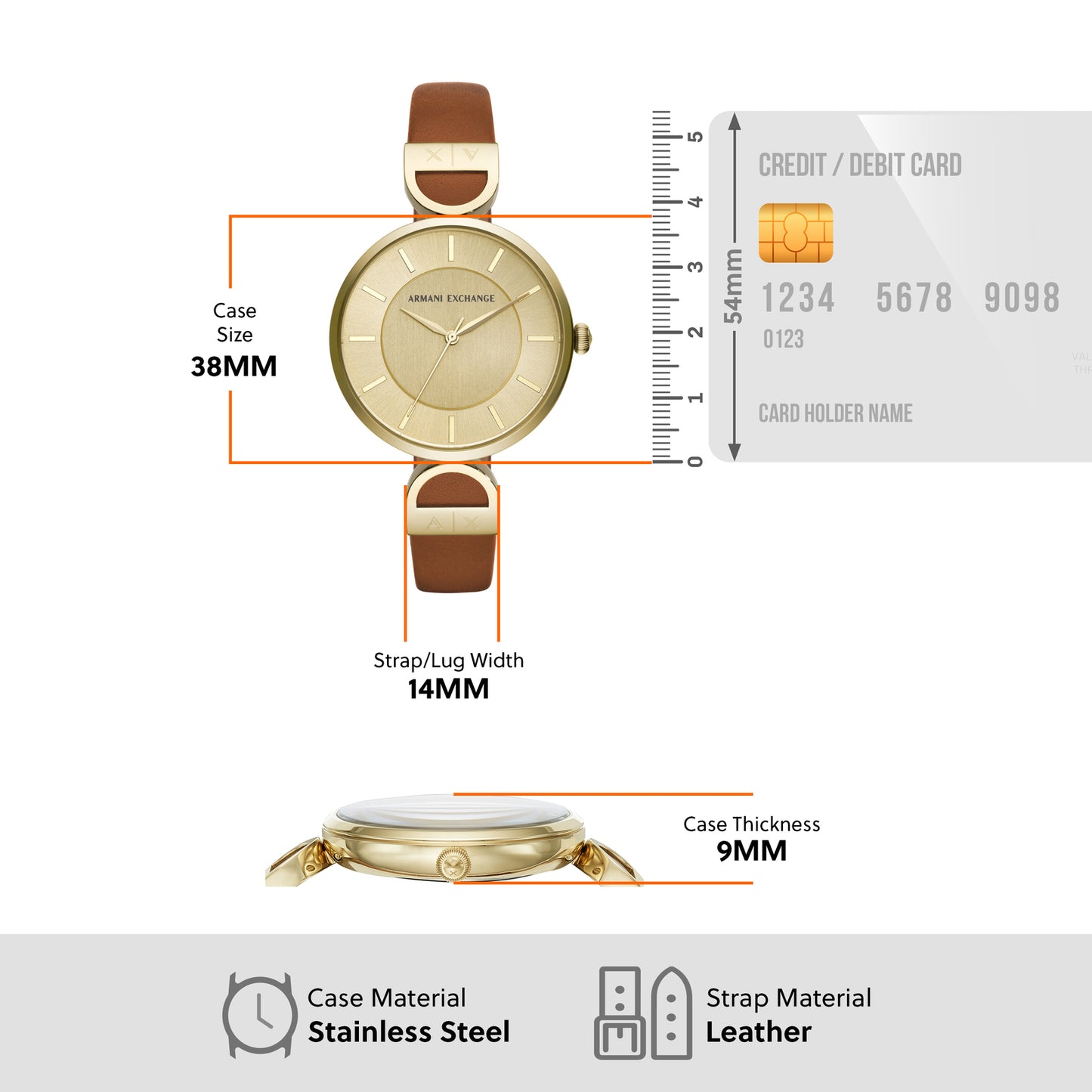 Armani Exchange Analog Gold & Leather Women's Watch AX5324