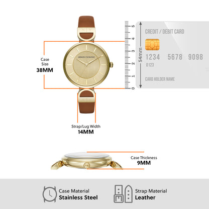 Armani Exchange Analog Gold & Leather Women's Watch AX5324