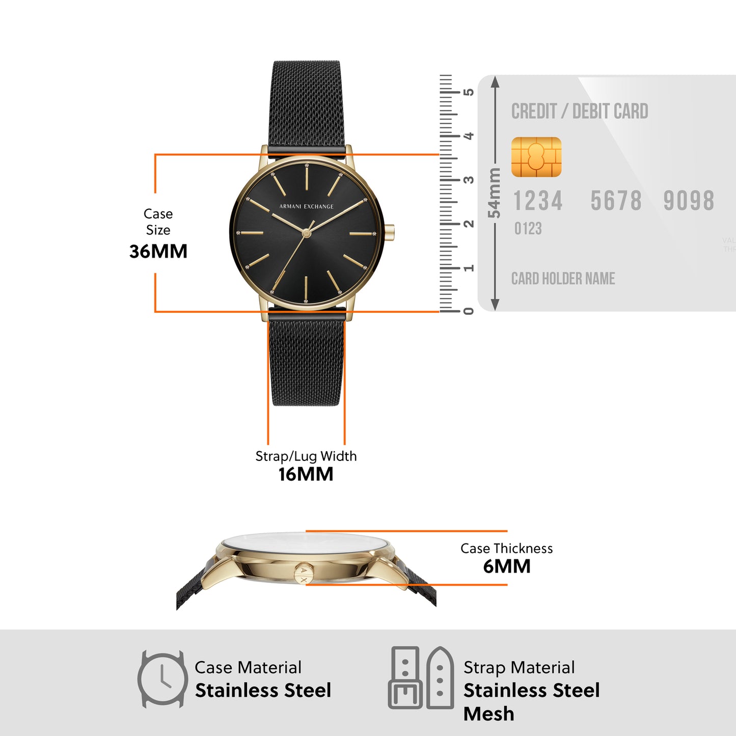 Armani Exchange Analog Black & Stainless Steel Women's Watch AX5548
