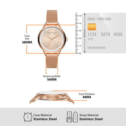 Armani Exchange Analog Rose Gold & Stainless Steel Women's Watch AX5602