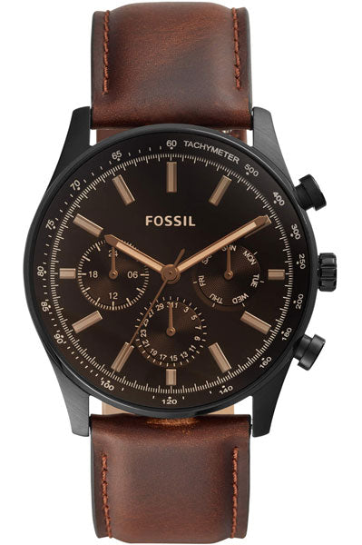 Fossil Analog Black & Leather Men's Watch BQ2457