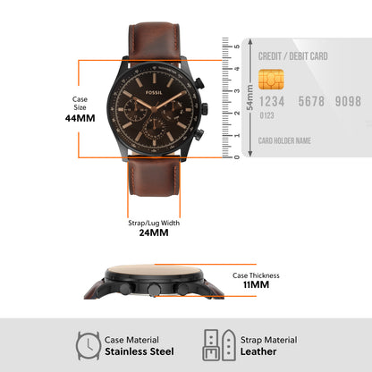Fossil Analog Black & Leather Men's Watch BQ2457