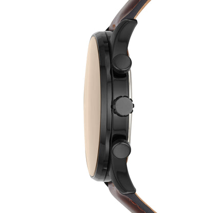 Fossil Analog Black & Leather Men's Watch BQ2457