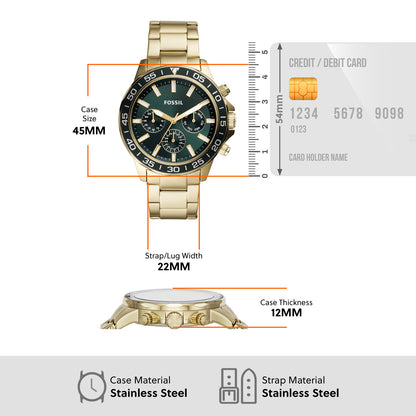 Fossil Analog Green & Stainless Steel Men's Watch BQ2493