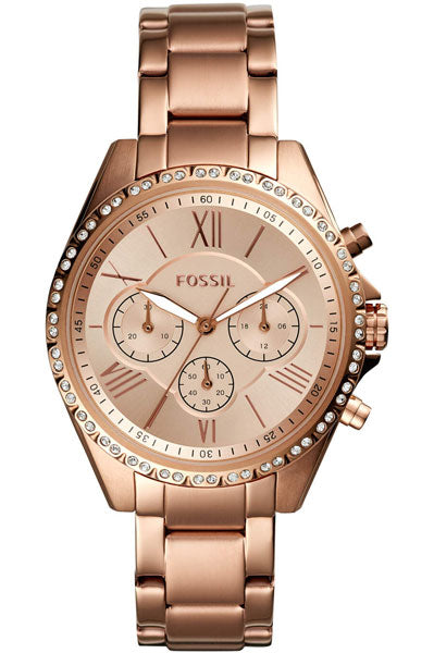 Fossil Chronograph Rose Gold & Stainless Steel Women's Watch BQ3377