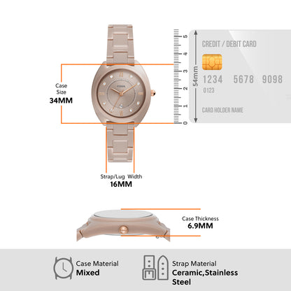 Fossil Analog Rose Gold & Ceramic Women's Watch CE1110