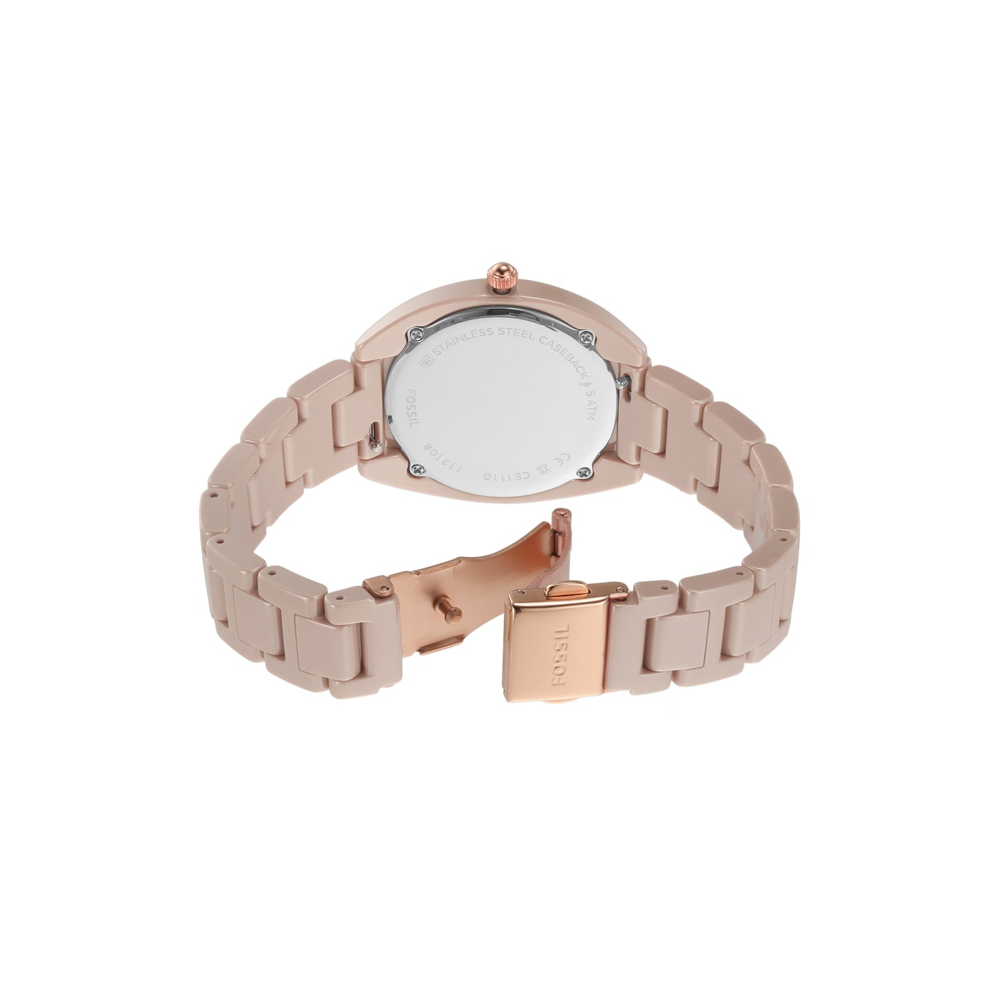 Fossil Analog Rose Gold & Ceramic Women's Watch CE1110