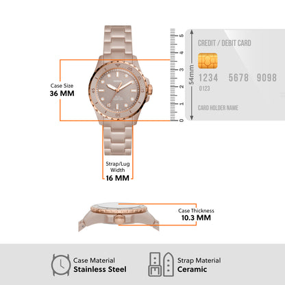 Fossil Analog Brown & Ceramic Women's Watch CE1111