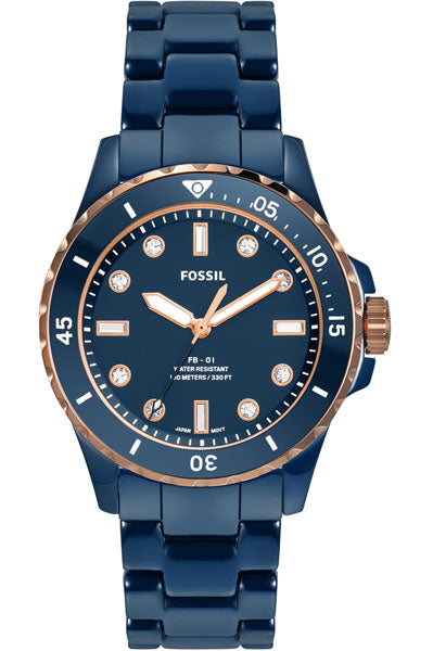 Fossil Analog Blue & Ceramic Women's Watch CE1125
