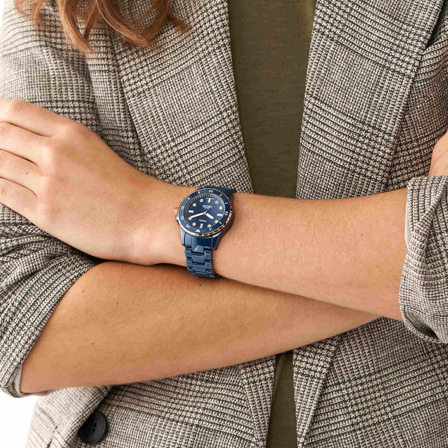 Fossil Analog Blue & Ceramic Women's Watch CE1125