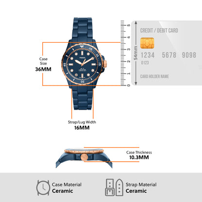 Fossil Analog Blue & Ceramic Women's Watch CE1125