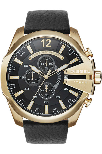 Diesel Chronograph Black & Leather Men's Watch DZ4344