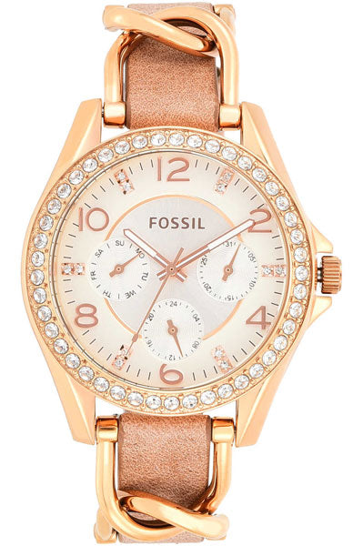 Fossil Analog Beige & Leather Women's Watch ES3466