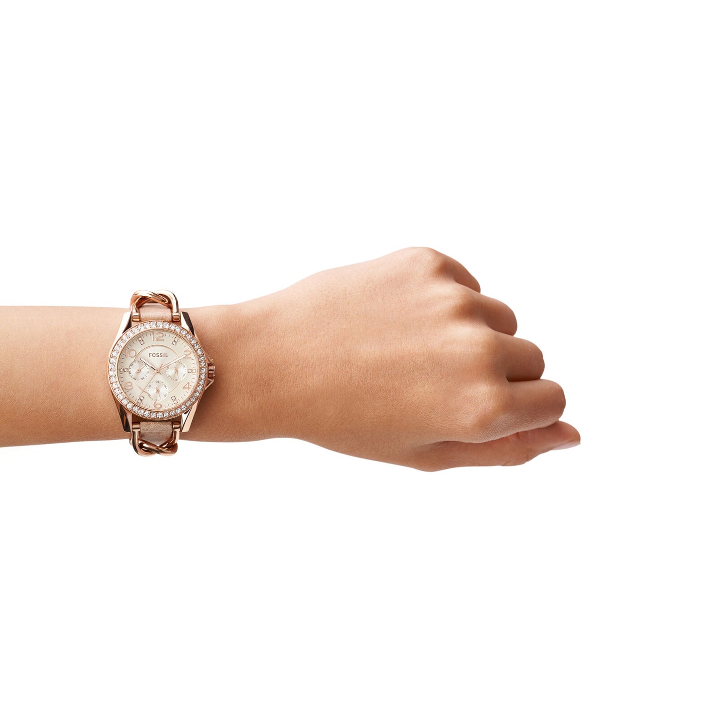 Fossil Analog Beige & Leather Women's Watch ES3466