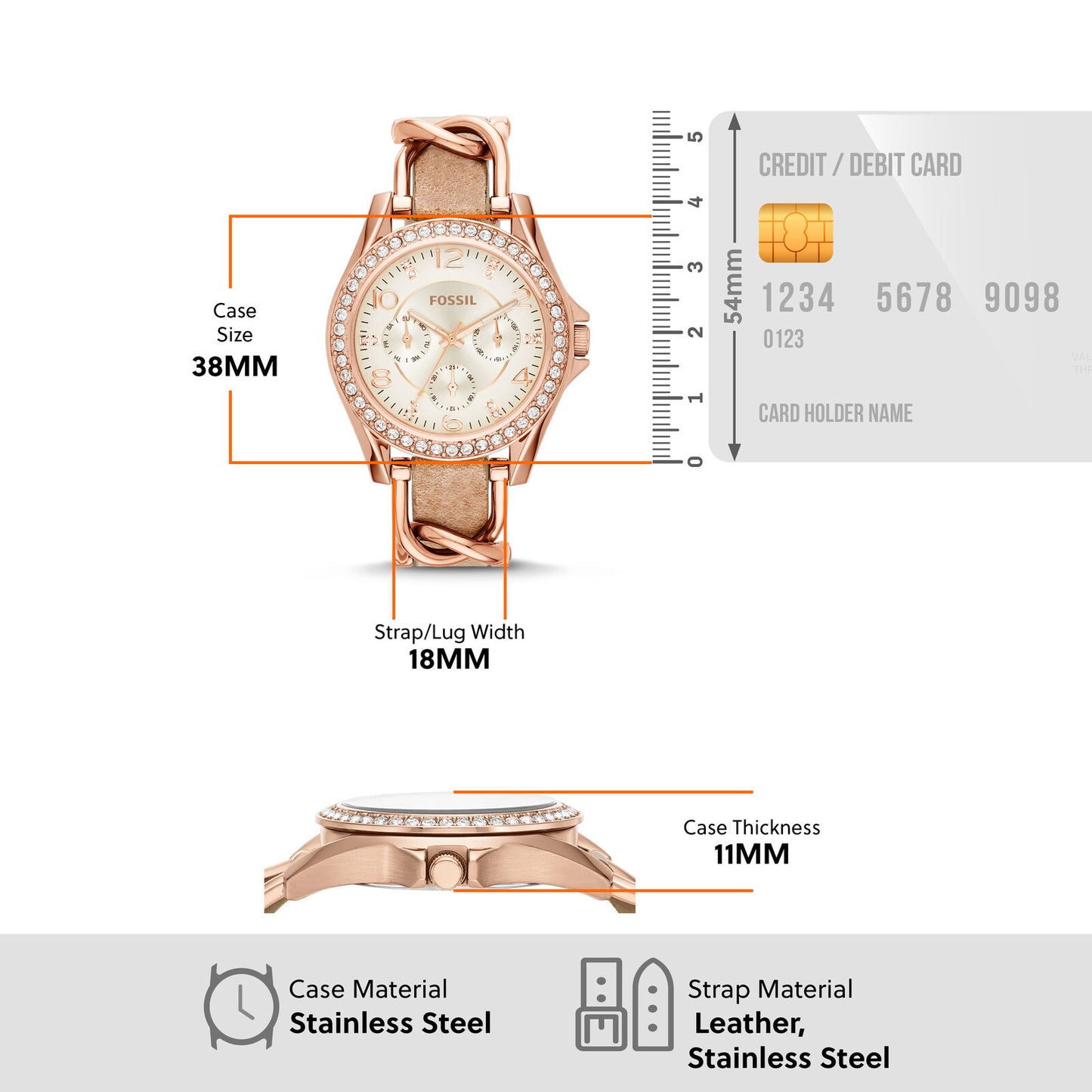 Fossil Analog Beige & Leather Women's Watch ES3466