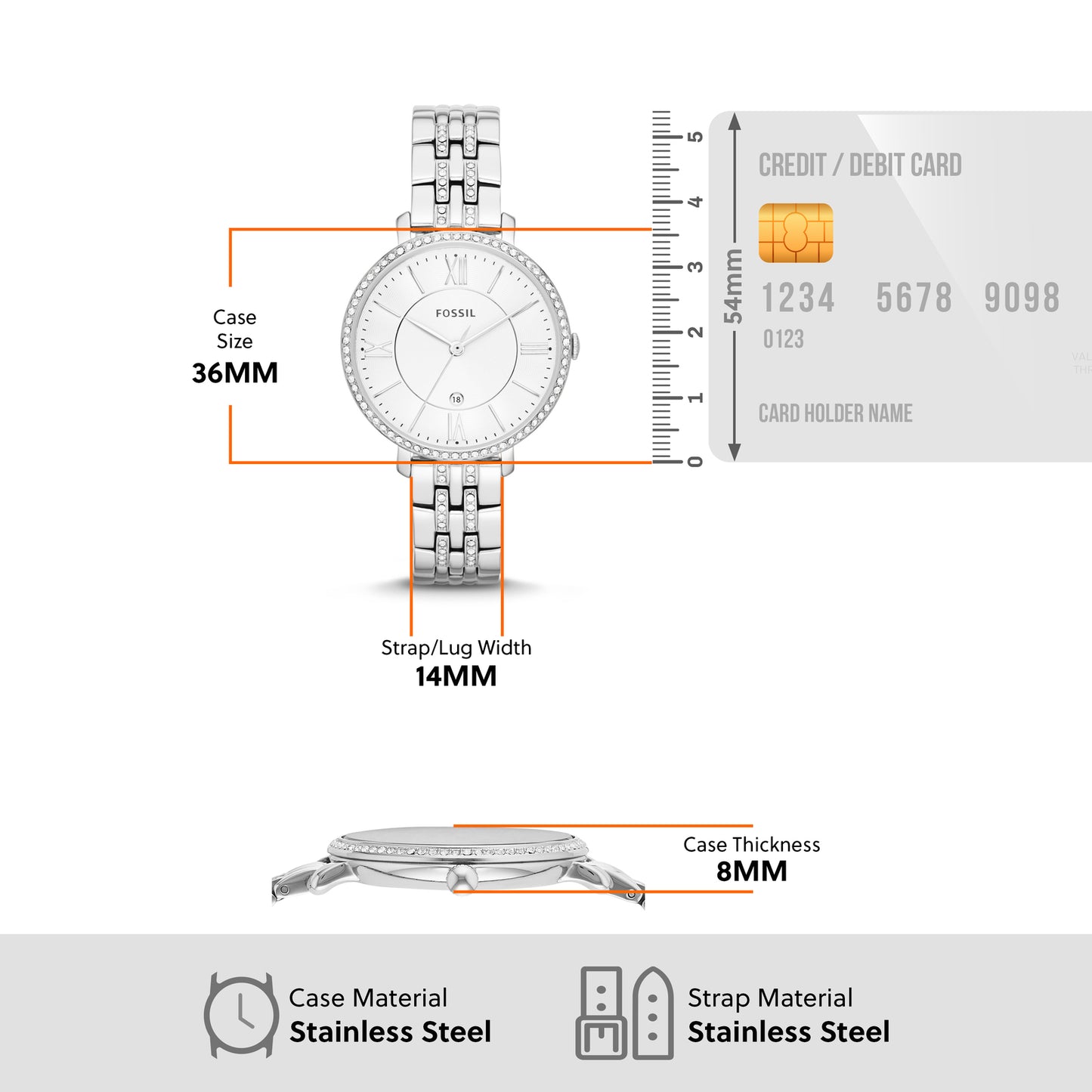 Fossil Analog Silver & Stainless Steel Women's Watch ES3545