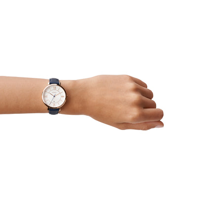 Fossil Analog Silver & Leather Women's Watch ES3843