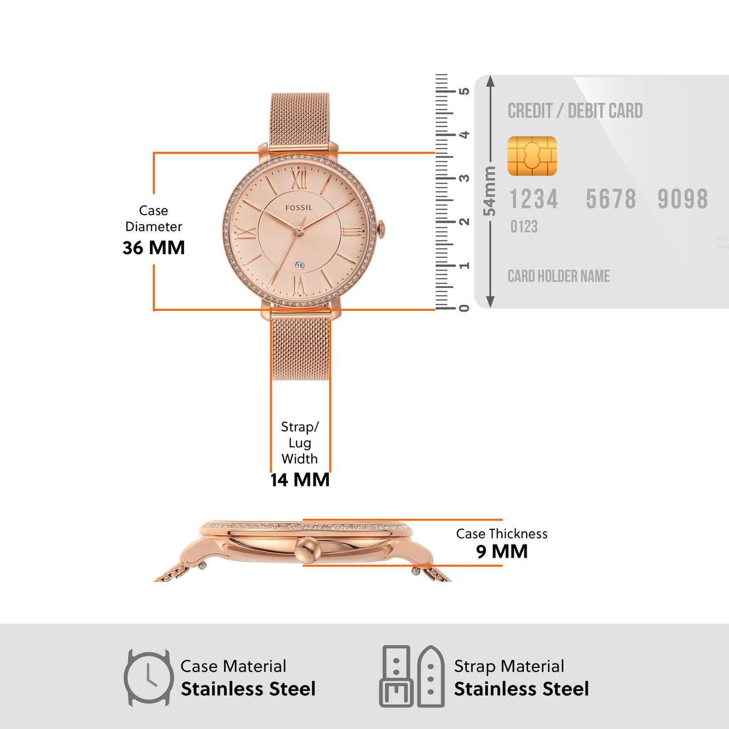 Fossil Analog Rose Gold & Stainless Steel Women's Watch ES4628