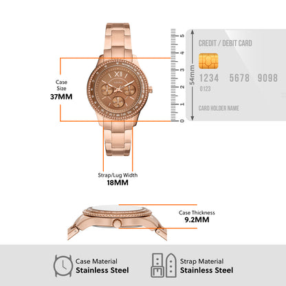Fossil Analog Brown & Stainless Steel Women's Watch ES5109