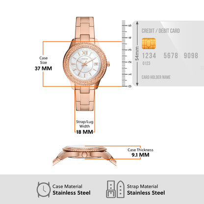 Fossil Analog Mother Of Pearl & Stainless Steel Women's Watch ES5131