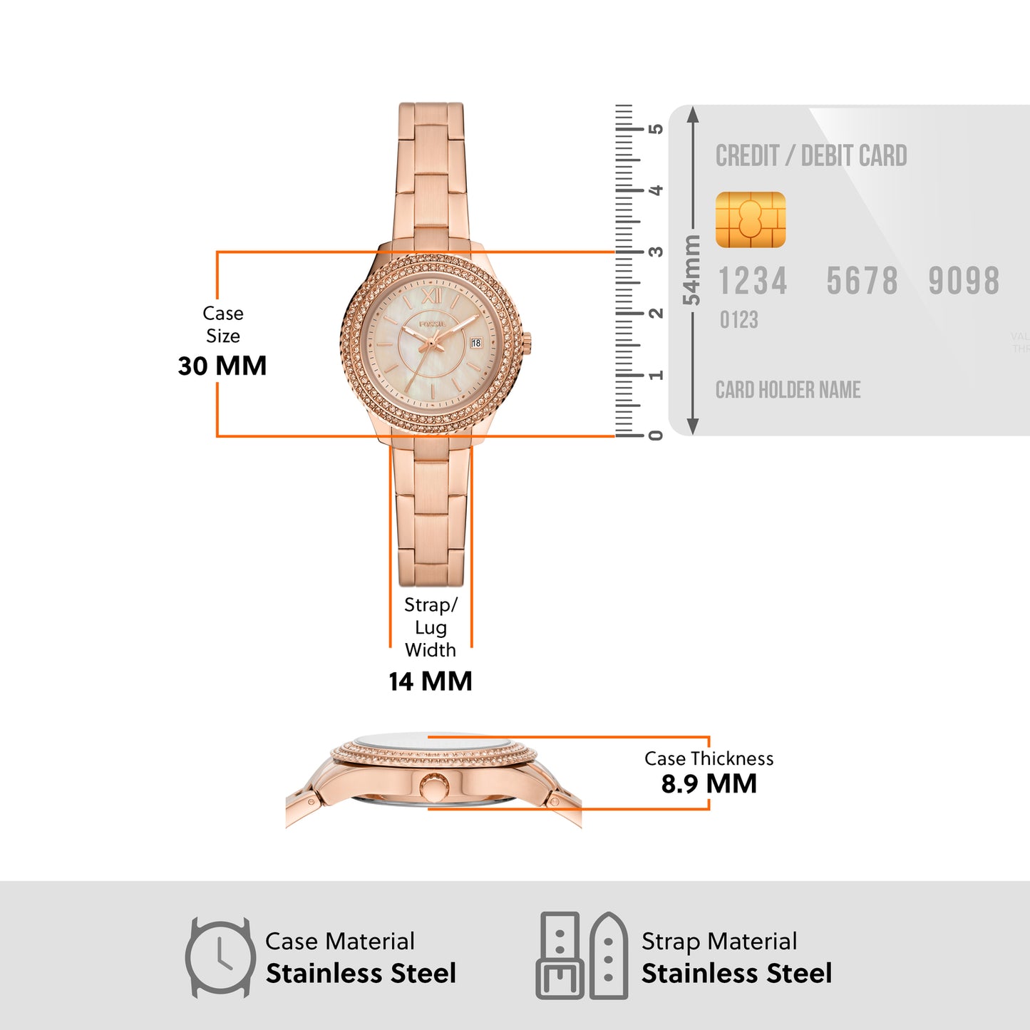 Fossil Analog Mother Of Pearl & Stainless Steel Women's Watch ES5136