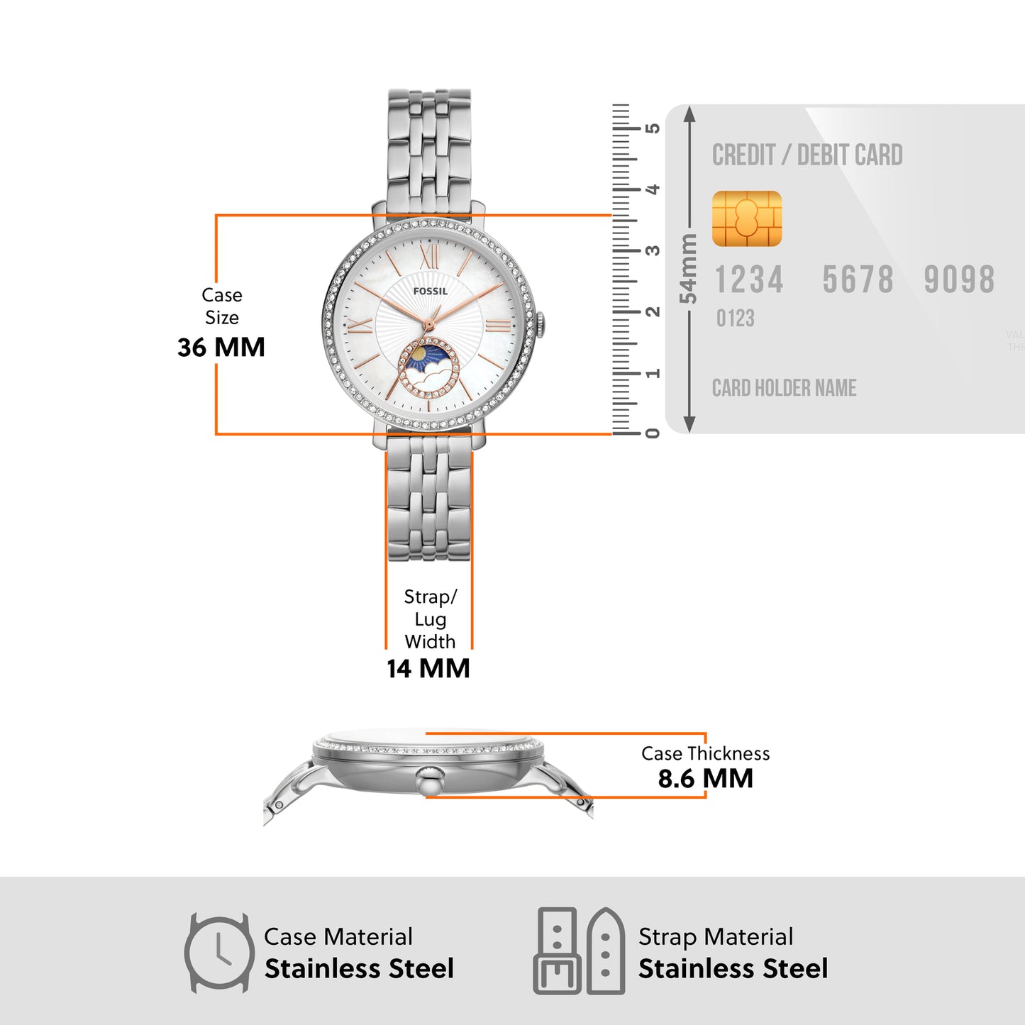Fossil Analog Mother Of Pearl & Stainless Steel Women's Watch ES5164