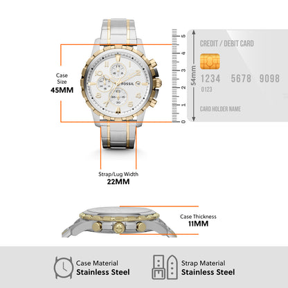 Fossil Chronograph Silver & Stainless Steel Men's Watch FS4795