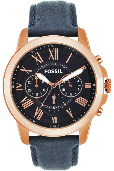 Fossil Chronograph Blue & Leather Men's Watch FS4835