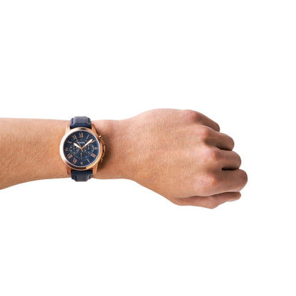 Fossil Chronograph Blue & Leather Men's Watch FS4835