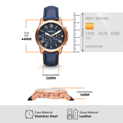 Fossil Chronograph Blue & Leather Men's Watch FS4835