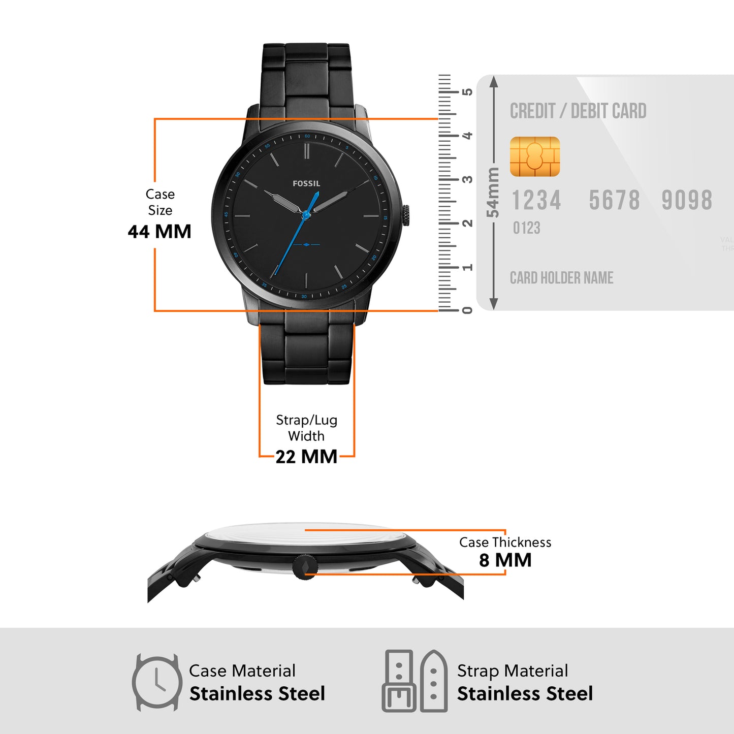 Fossil Analog Black & Stainless Steel Men's Watch FS5308