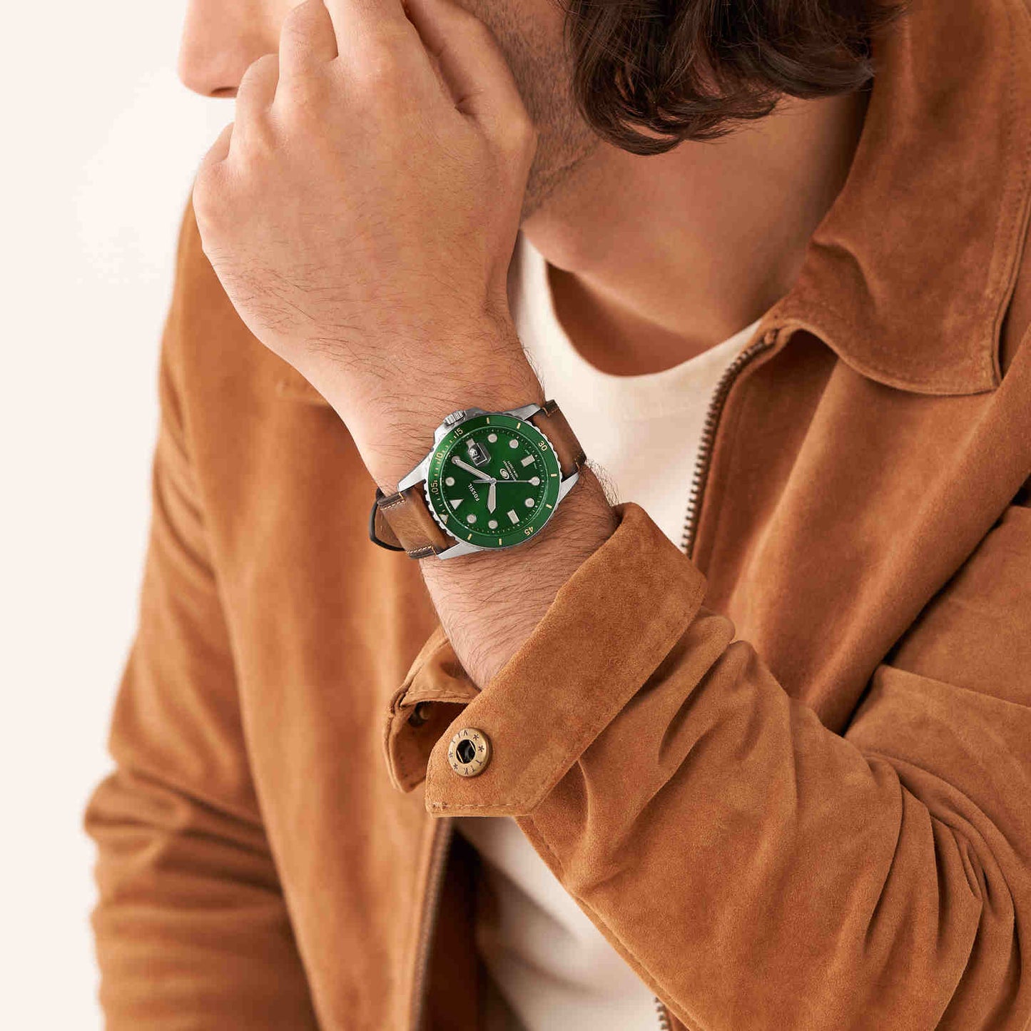 Fossil Analog Green & Leather Men's Watch FS5946