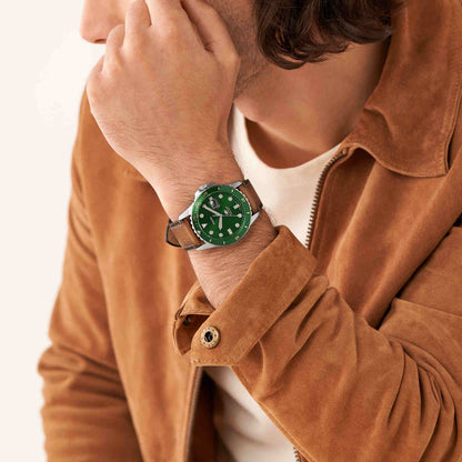 Fossil Analog Green & Leather Men's Watch FS5946
