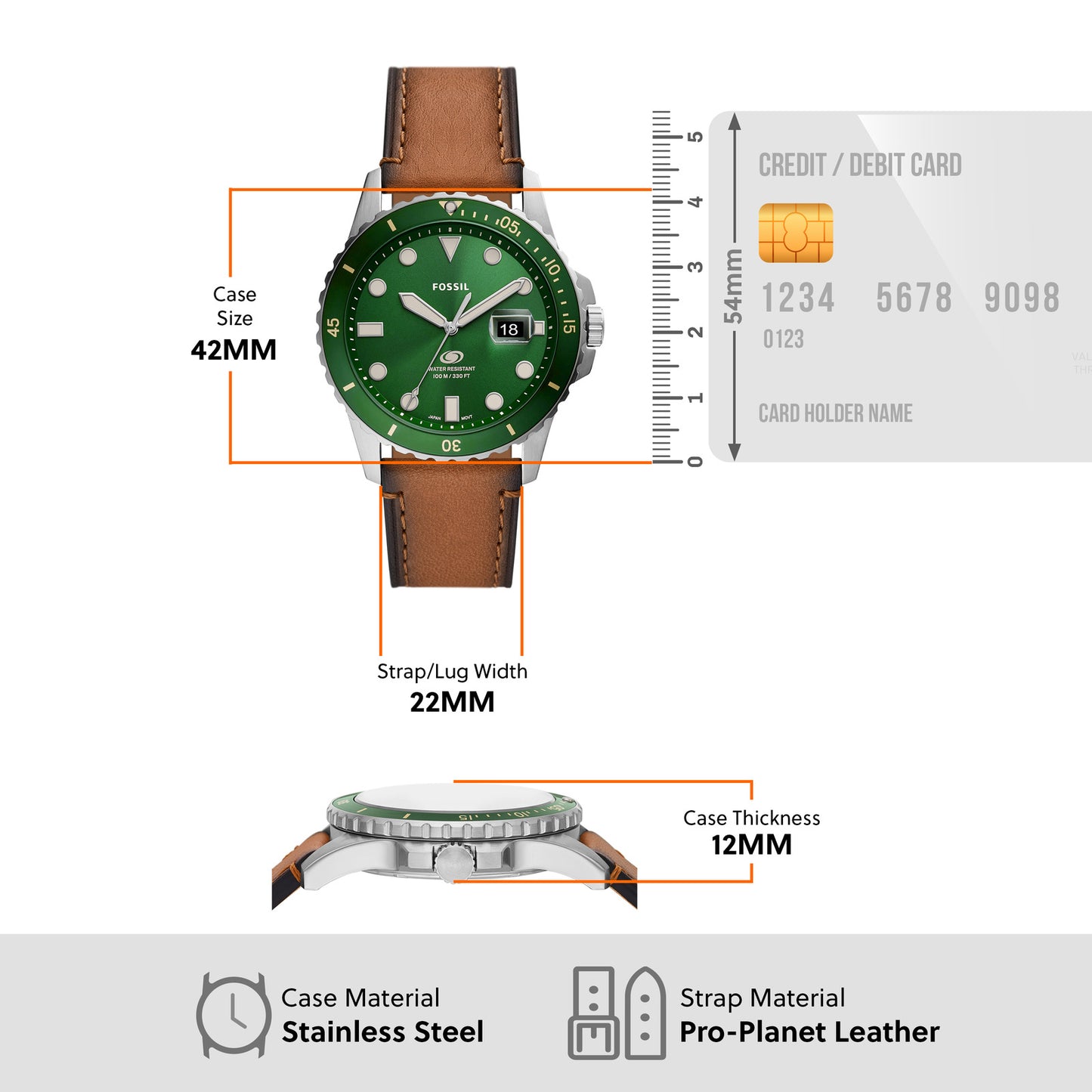 Fossil Analog Green & Leather Men's Watch FS5946