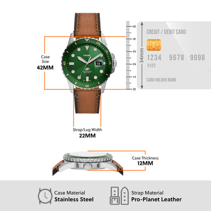Fossil Analog Green & Leather Men's Watch FS5946