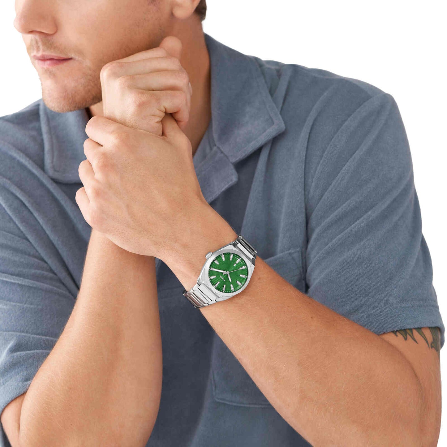 Fossil Analog Green & Stainless Steel Men's Watch FS5983