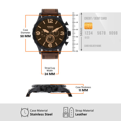 Fossil Chronograph Brown & Leather Men's Watch JR1487